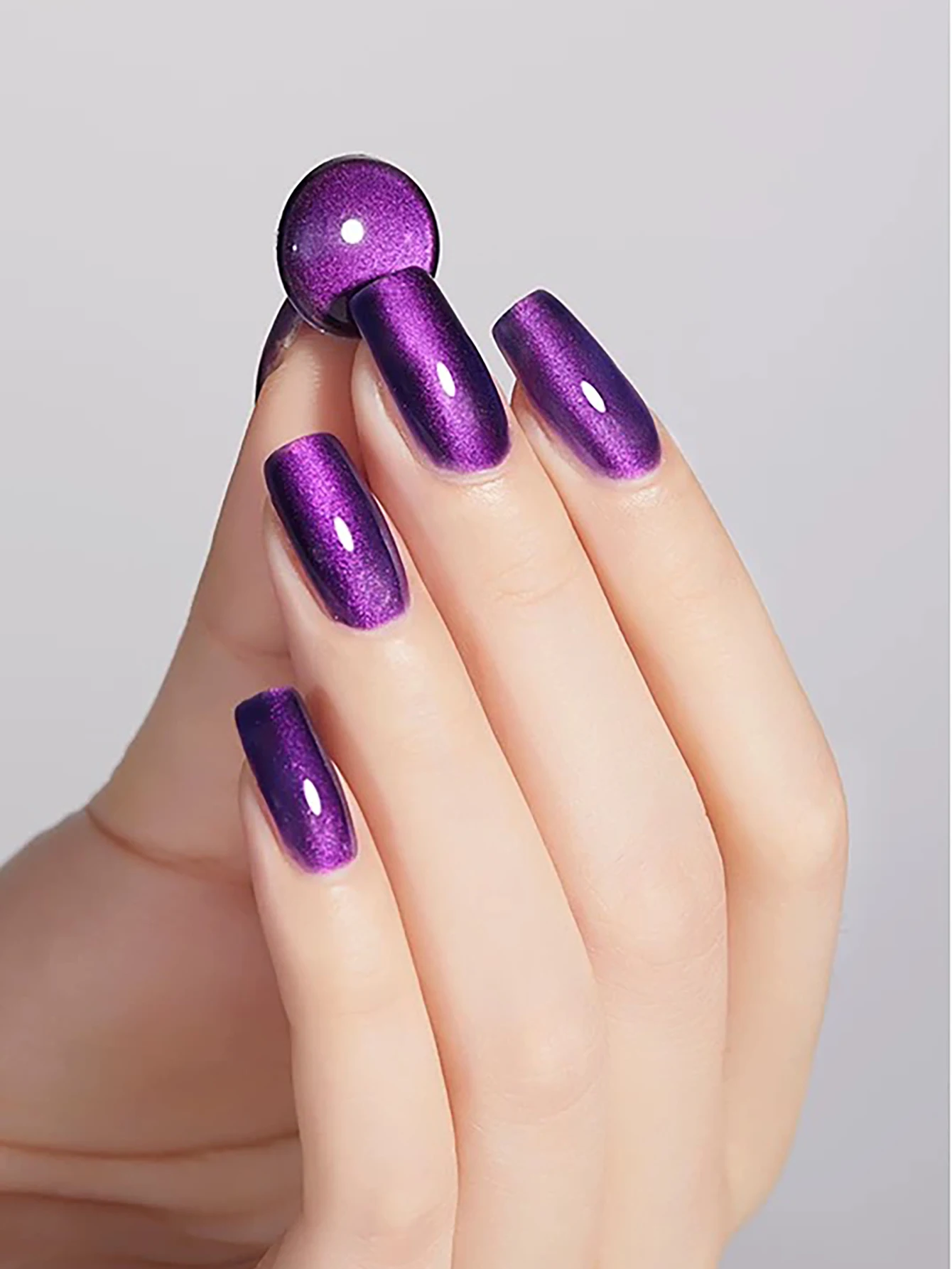 

ZH 1 Pcs 12ML Amethyst Cat Eye Gel Nail Polish, 2025 New Online Celebrity, Dark Night Purple Cat Eye Enamel Nail Shop Nail Art