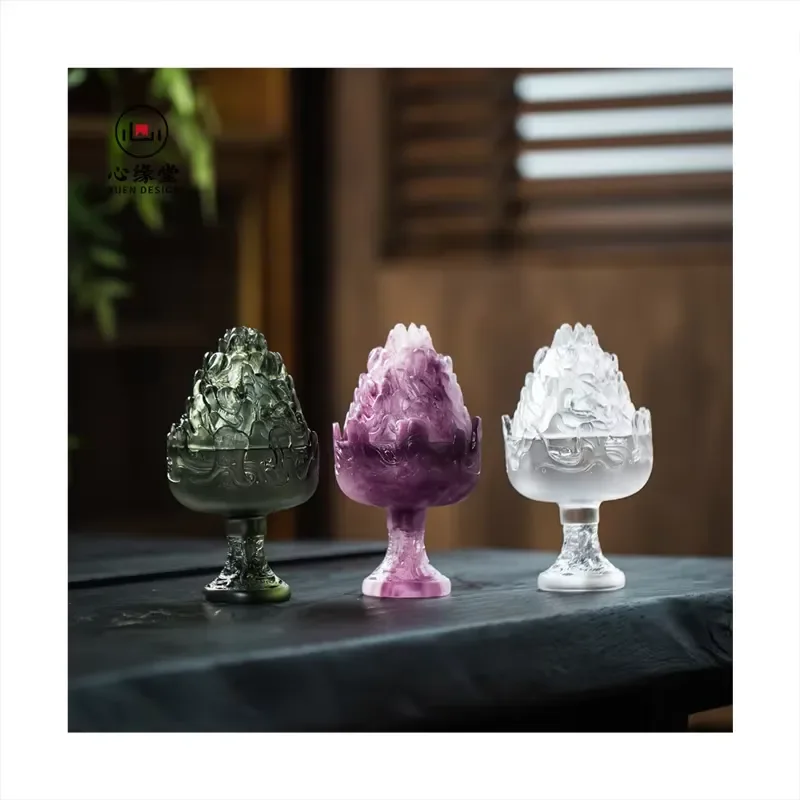 Handmade Heat Resistant Glass Incense Burner Luxury Zen Boshan Censer Wax Cast Home Decoration Aromatherapy Holder for Living