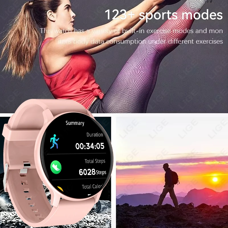 LIGE 2026 Smart Watch DIY Watch Faces Smart Wristwatch Bluetooth Calling Watches Men Women Fitness Activity Tracker Holiday Gift