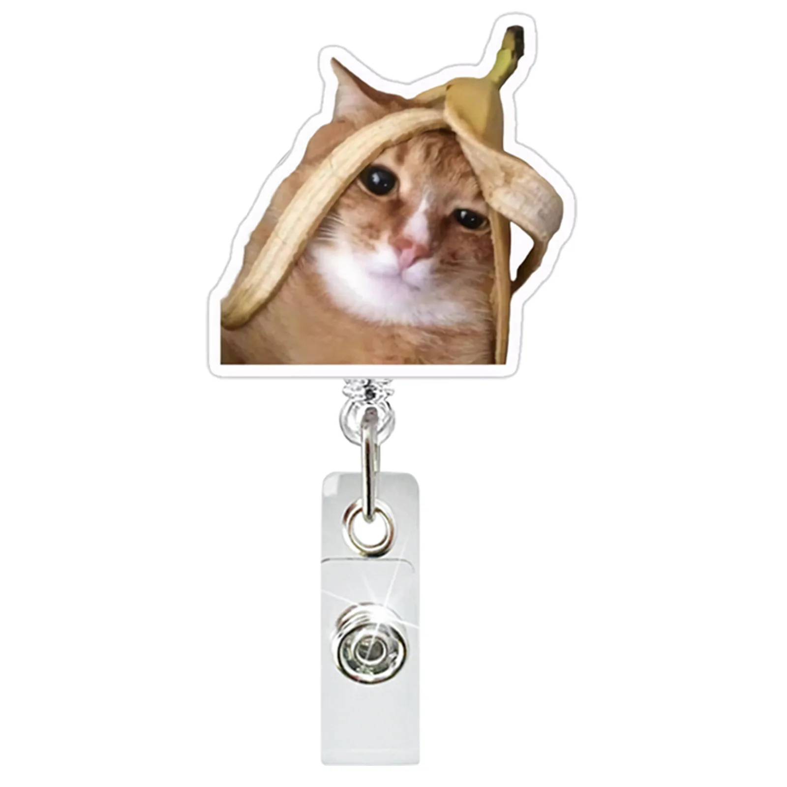 Funny Cat Expression Retractable Badge Holder Reel