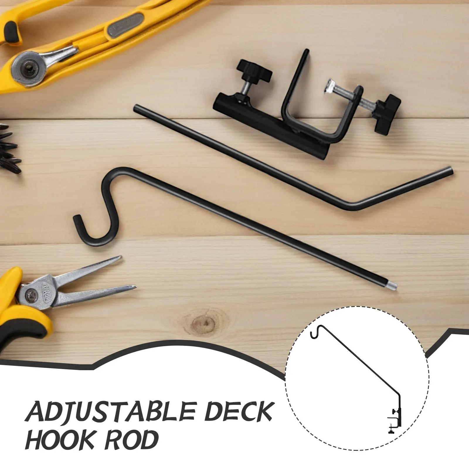 Heavy Duty Adjustable Guide Rail for Bird Feeders Shepherd Hook Outdoor Plant Hanger Deck Clamp Pole