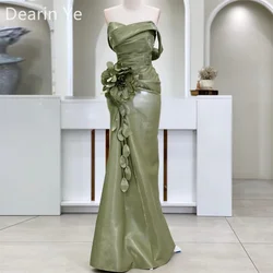 Customized Prom Dress Formal Evening Gown Dearin One Shoulder A-line Floor Length Skirts Layered Ruffle Applique Handmade Flower