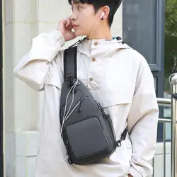 Men Crossbody Chest Bag Sports Bag with Hidden Earphone Hole Zipper Closure Chest Bag Sling Backpack bolso hombre sacoche homme