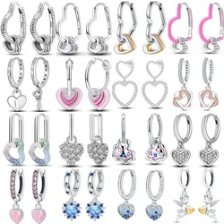 925 Sterling Silver Exquisite Simple Love Heart Series Drop Earring For Woman Fashion Party Gift Elegant Jewelry Accessories