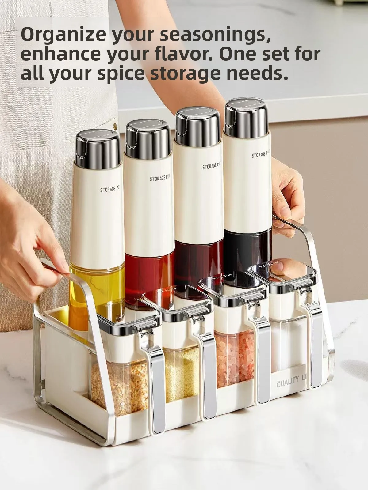 

Kitchen Seasoning Box Set Automatic Open Close No Oil Drifting Sauce Vinegar Seasoning Sub-bottles Storage Container Glass Ma...
