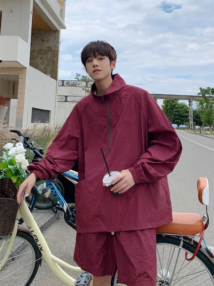 

Одежда для защиты от солнца из ледяного шелка, мужская летняя спортивная верхняя одежда для занятий спортом на открытом воздухе, верхняя одежда с защитой от ультрафиолета, комплект из двух предметов на молнии