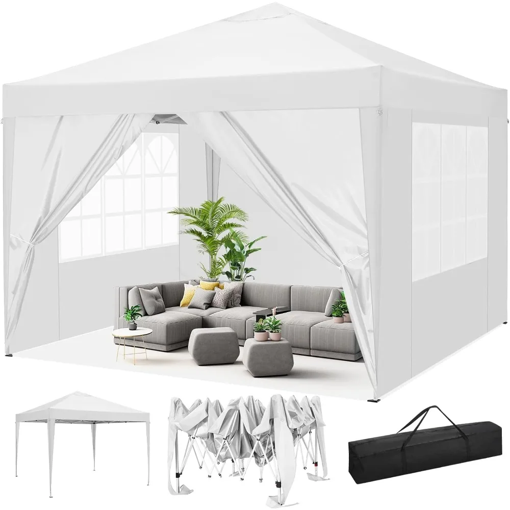 canopy,10x10 Pop up Canopy Tent Protable Canopy Tent with 4 Sidewalls Waterproof Commercial Instant Shelter Tent for Parties,