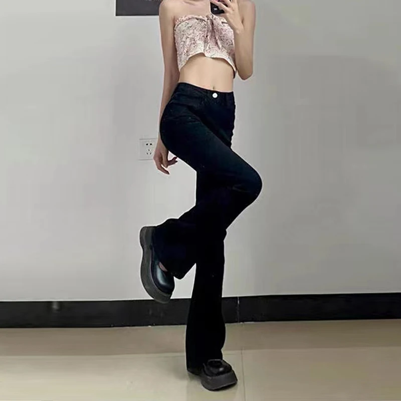 ハイウエストフレアジーンズ レディース ティーネッド フェイス ストレートレッグ マキシ丈 マイクロフレアジーンズ 秋冬 プラスサイズ 着痩せ