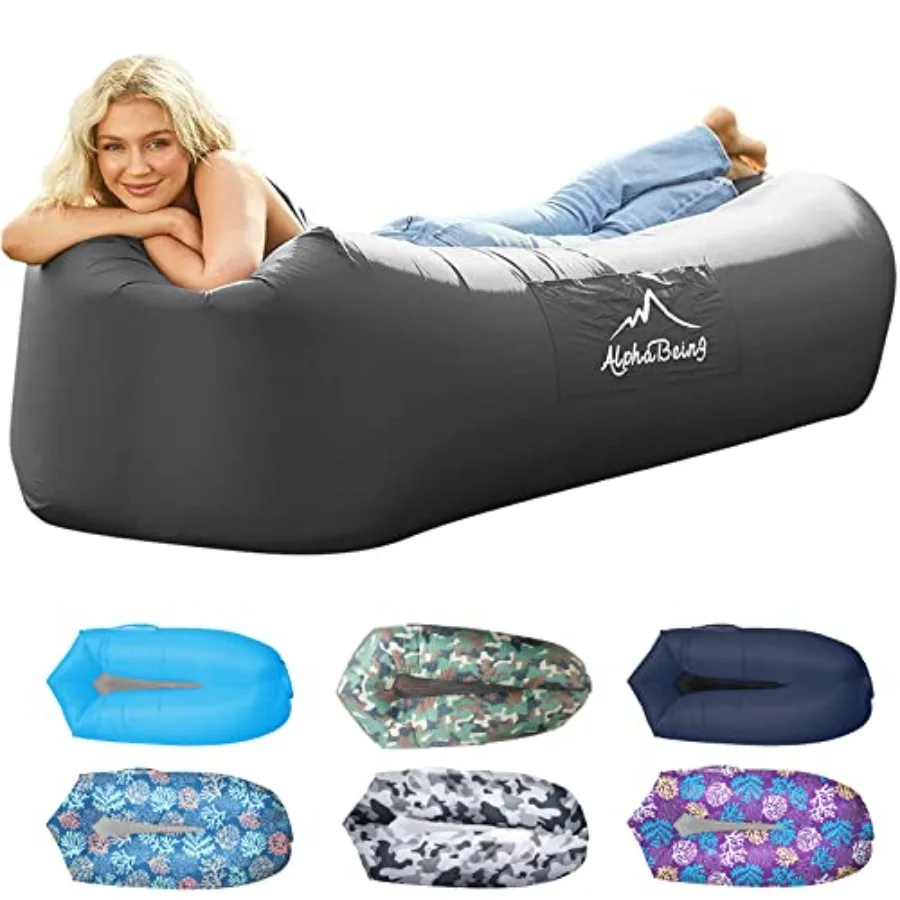 

Inflatable Lounger Air Sofa Portable Inflatable Couch Mesh Hollow Air Hammock Anti Leakage Air Chair for Outdoor Camping Beach