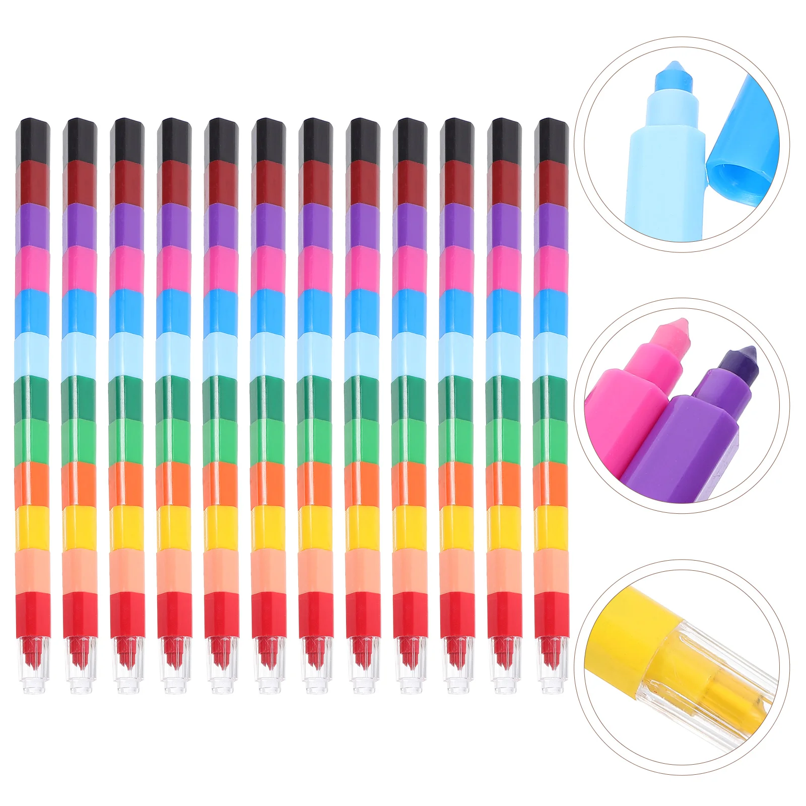 24 Pcs Colorful Crayon Rainbow Crayons Pens for Wax 12 Colors Pencil Child Colour Toddler Block