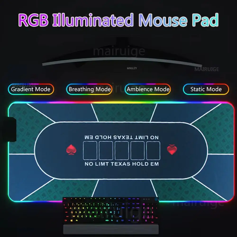 Gambling Table Mouse Pad XXL RGB Mouse Pad Kawaii Gaming Accessories Computer keyboard Large Led Desk Mat Backlight Mousepad