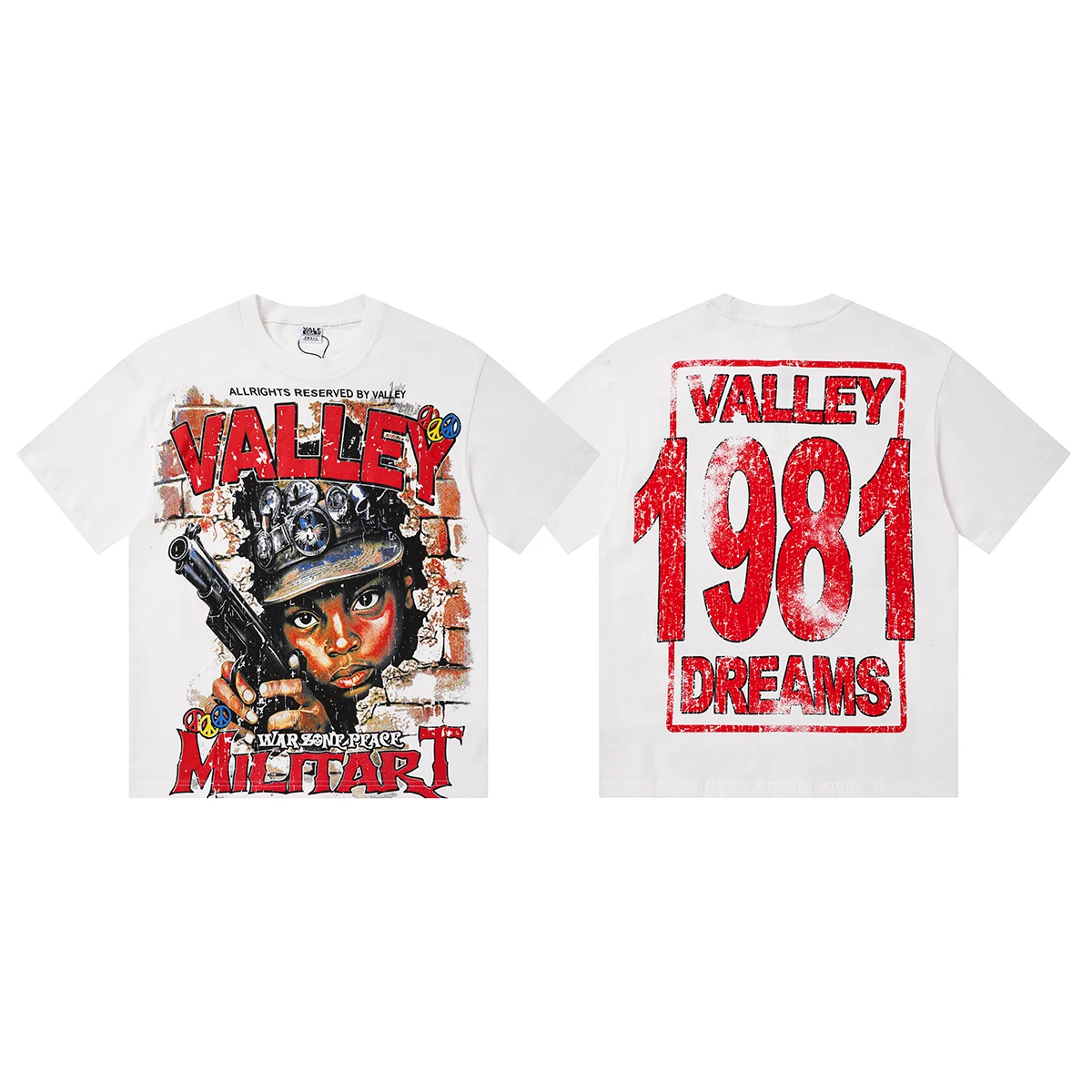 Retro American Style Short Sleeve T-Shirt Cotton Pure Vintage Print Loose Fit Street Fashion Youthful City Walk Casual Tee
