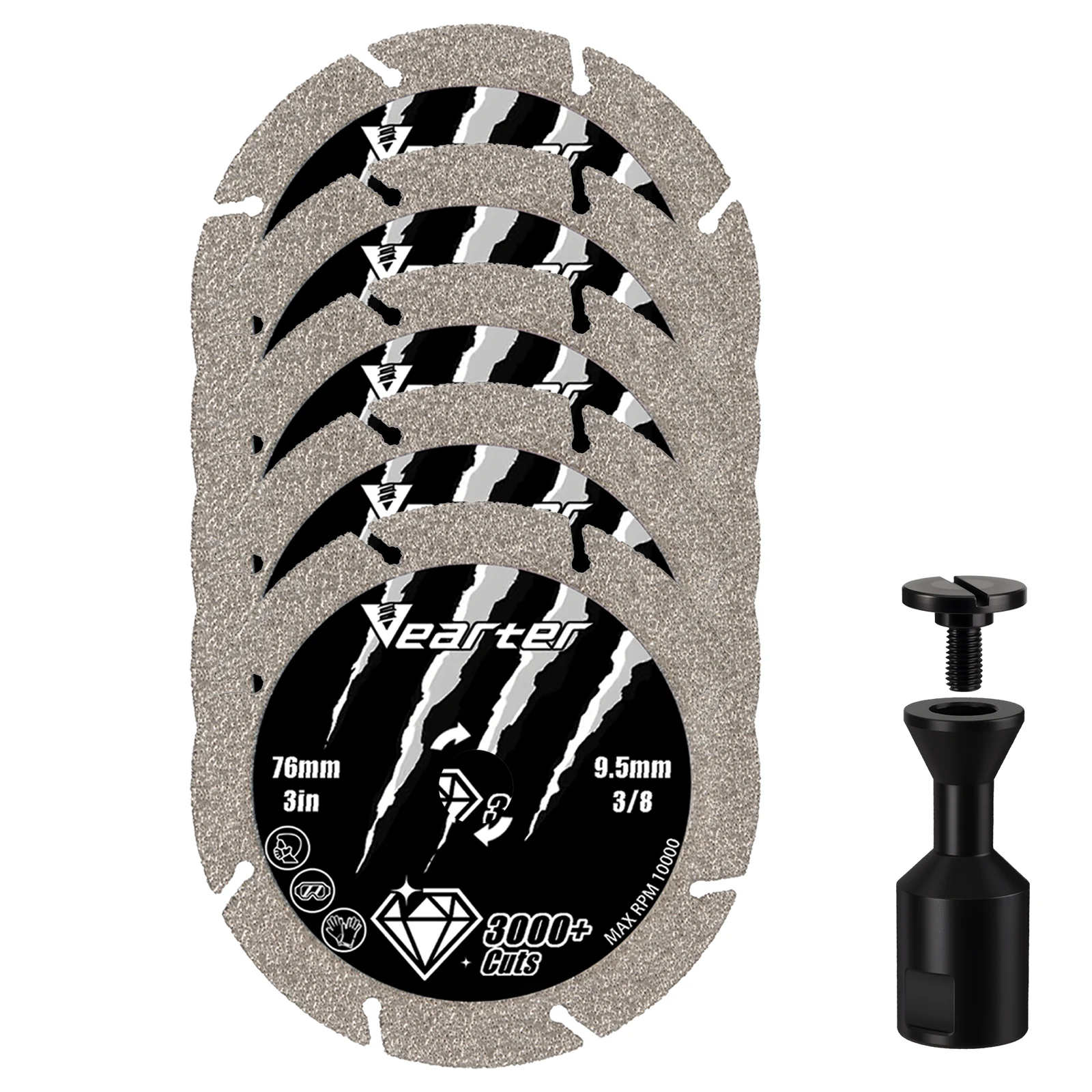 

Vearter 5PCS 76mm Diamond Cutting Discs with M10 Thread Arbor Cut-Off Wheel for Iron, Steel, Metalworking