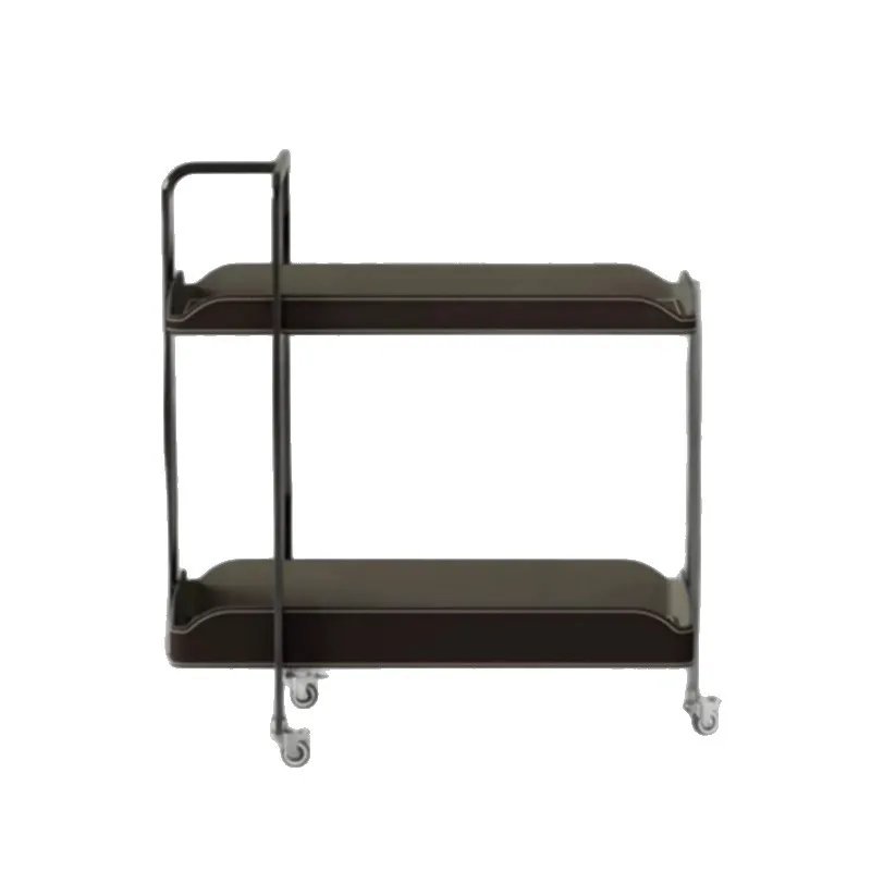 

Original Italian minimalist saddle leather trolley movable side table modern light luxury designer side table