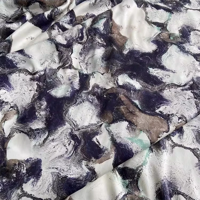 

Шелковая ткань Charmeuse 19 момме, 90% тутовый шелк, 10% спандекс, белая, с принтом, ширина 140 см (55 дюймов), 1 метр, XY030