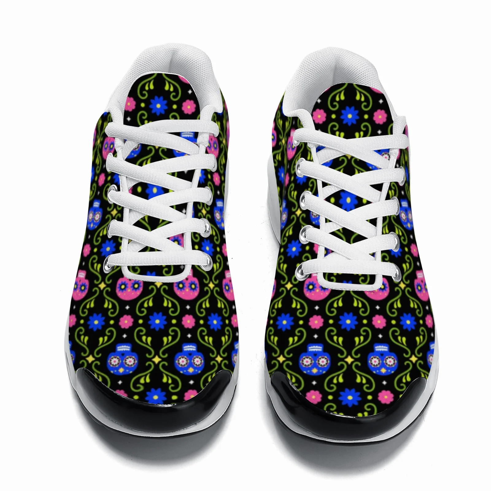 รองเท้าลำลองลายหัวกะโหลกสไตล์เม็กซิกัน พื้นรองเท้าแบบมีเบาะลม ระบายอากาศได้ดี สำหรับผู้ชายและผู้หญิง