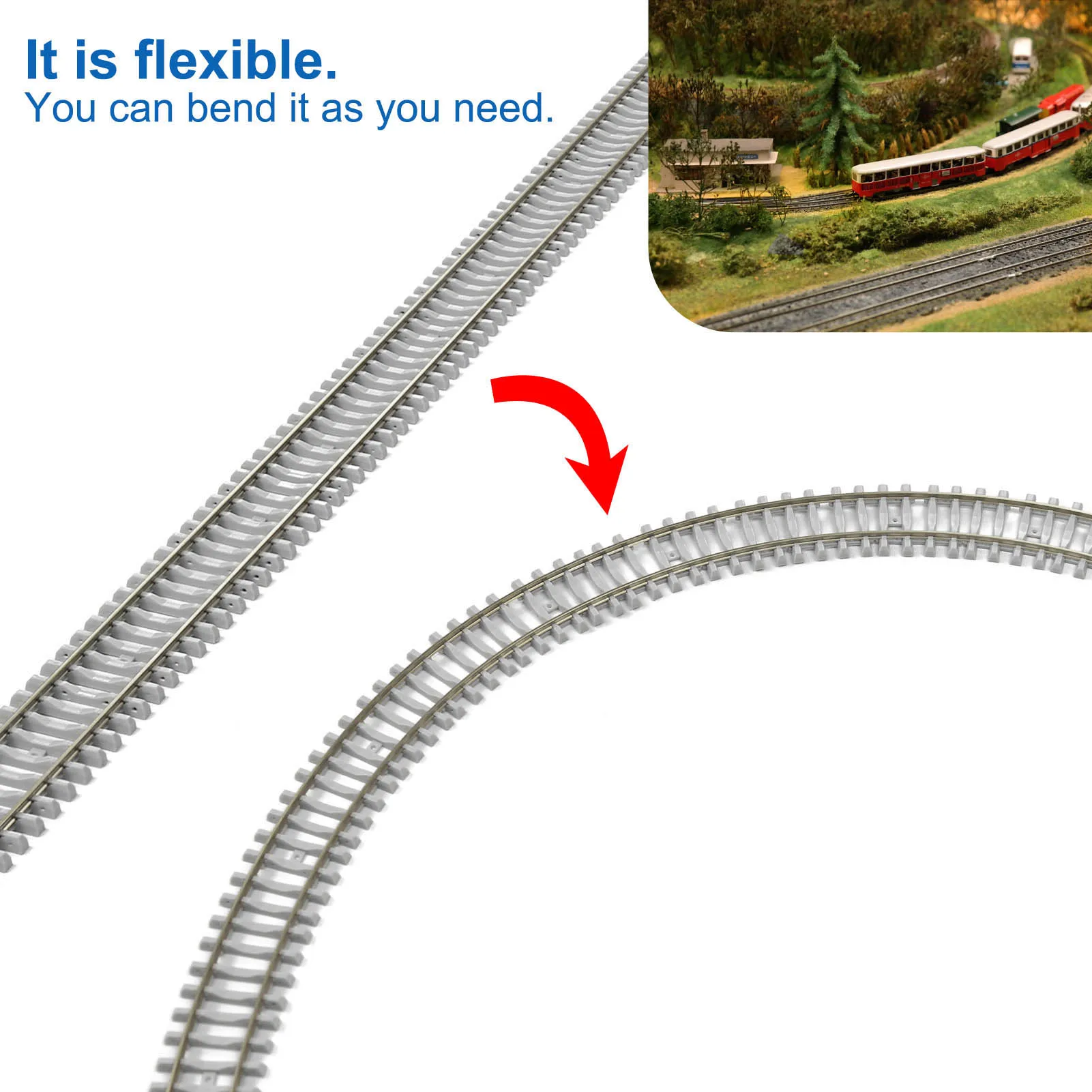 

Evemodel 5pcs/10pcs HO Scale 1:87 Track Cupronickel Flex Rail 50cm with Rail Joiners Screws HP27HO Model Railway