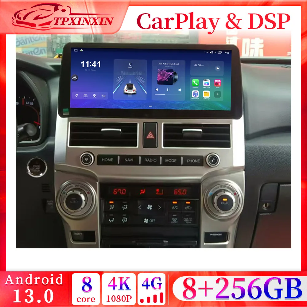 12.3 inch For Toyota 4Runner 2009-2022 Auto GPS navigering motive Multimedia Car Radio Android 13.0 Auto Stereo Wireless CarPlay