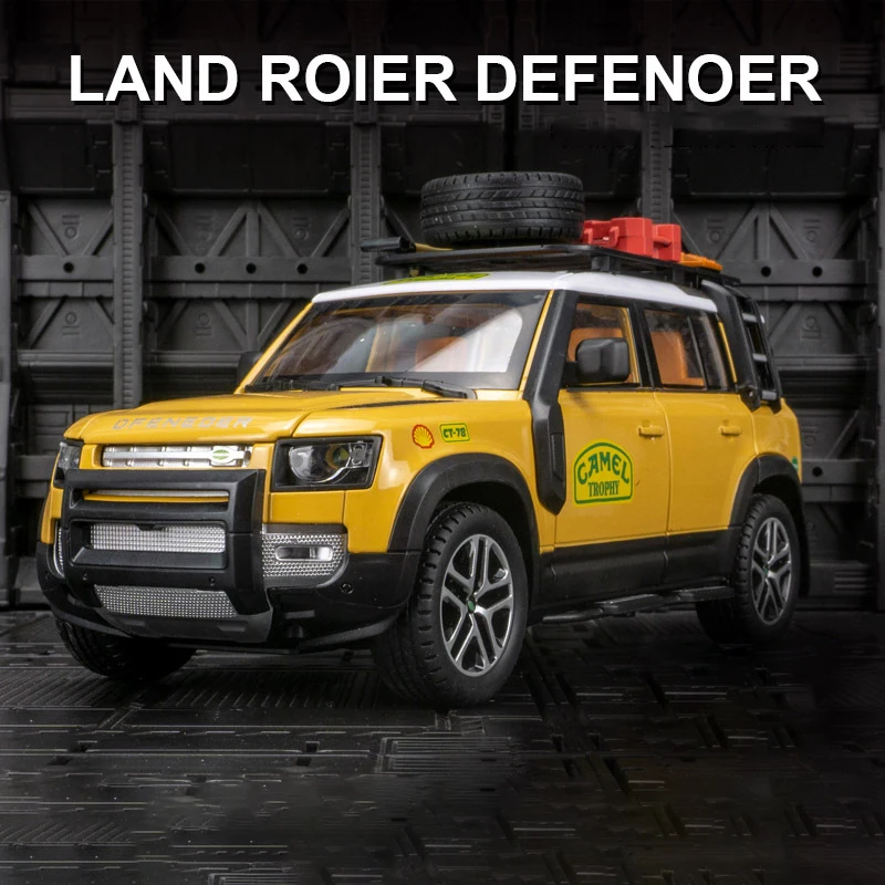 1:24 Camel Cup Land Rover Defender With Tools Alloy Diecasts & Toy Vehicles Toy Car Model Sound and light Collection Toy Gift