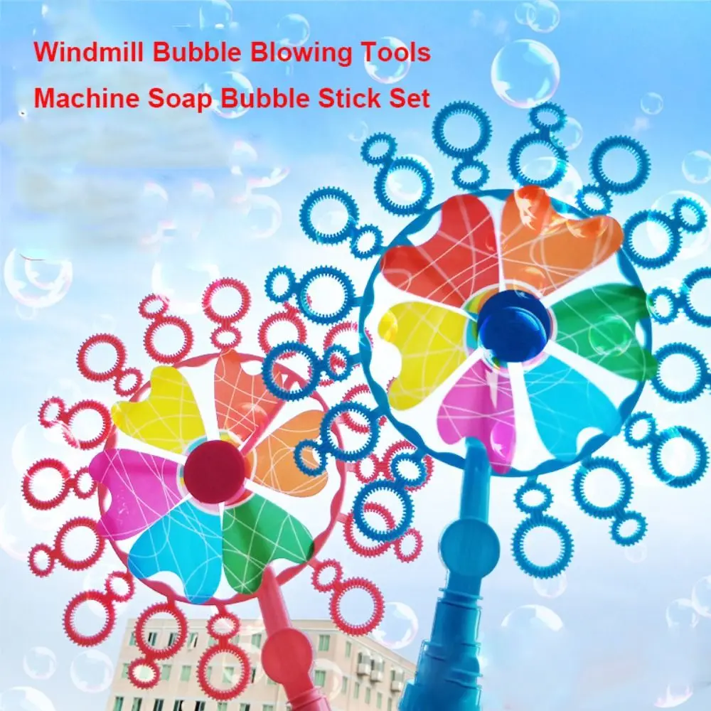 Interactieve Windmolen Bellen Machine Gift Outdoor Zeepbel Stok Set Bellenblazen Kinderen Leuk Speelgoed Voor Kinderen Kinderen