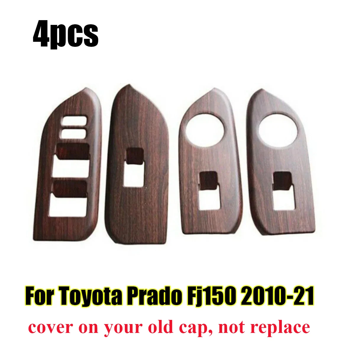 

4x For Toyota Prado Fj150 2010-21 Wood Grain Door Window Switch Panel Cover-Trim
