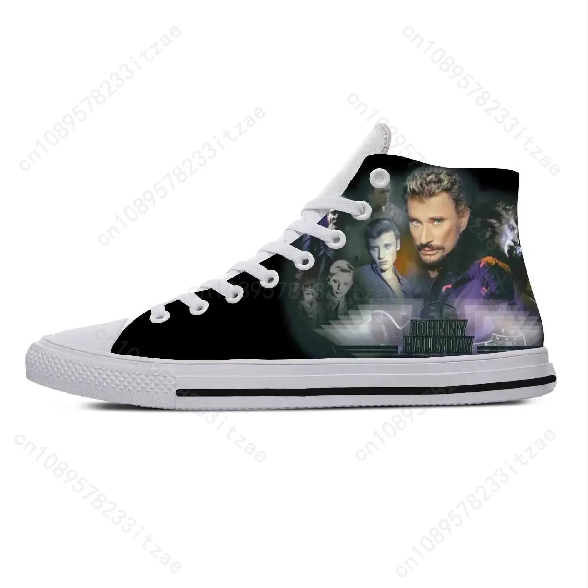 

Johnny Hallyday Rock Star Singer Music Fashion Casual Cloth Shoes High Top Comfortable Breathable 3D Print Men Women Sneakers