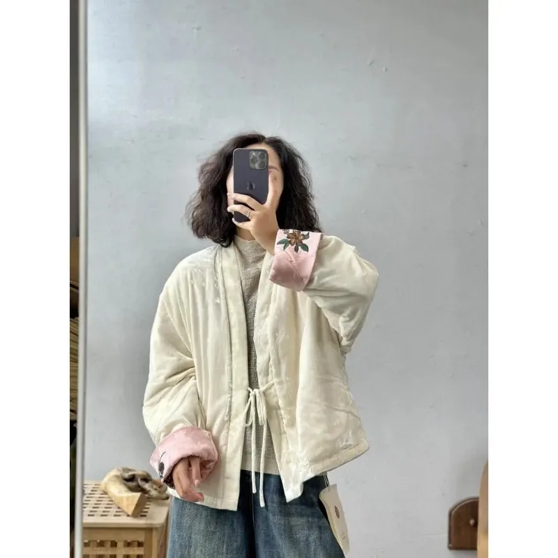 럭셔리 디자이너 여성 의류 스팽글 자수 그린 벨벳 코트 가을 겨울 자켓 따뜻한 아우터 빈티지 긴팔 탑