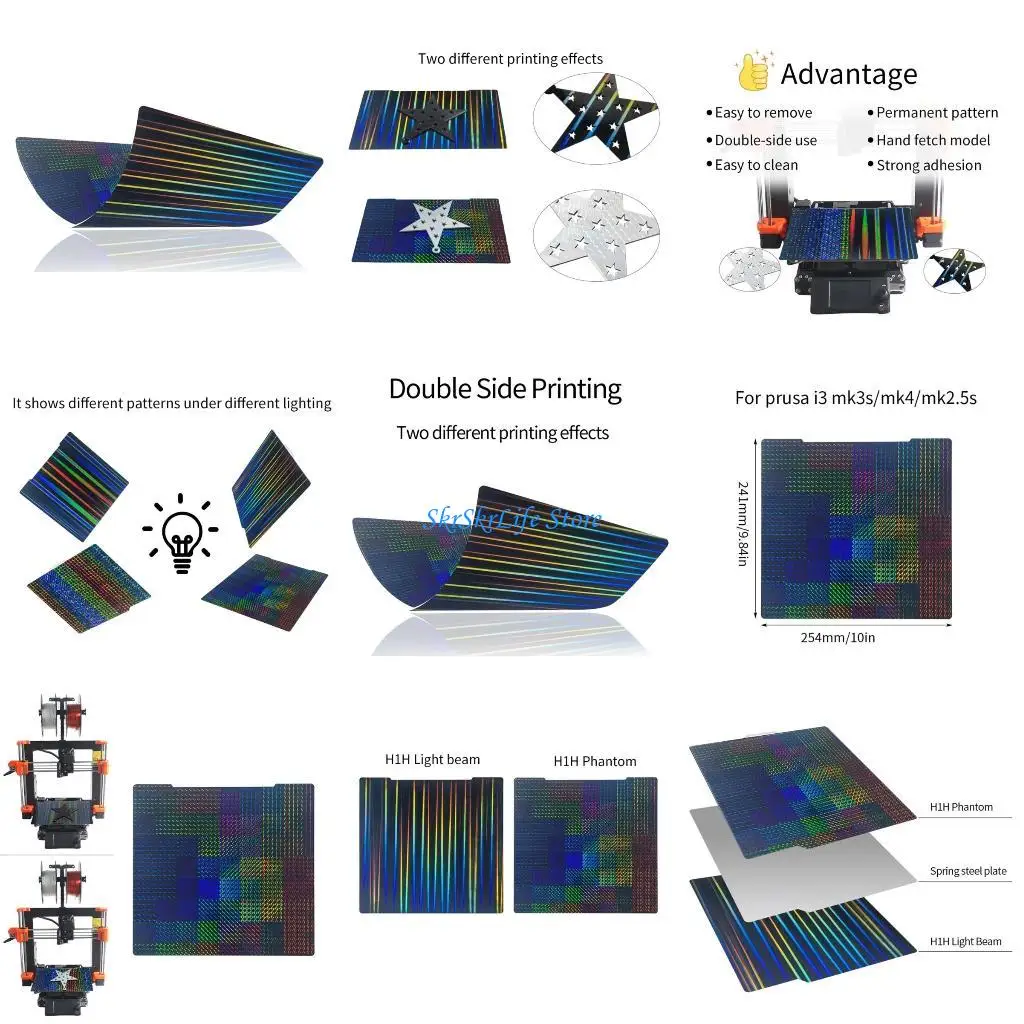 

E65E Steel Heat Bed Heat Resistant Build Plate Double Side Spring For i3 mk3s