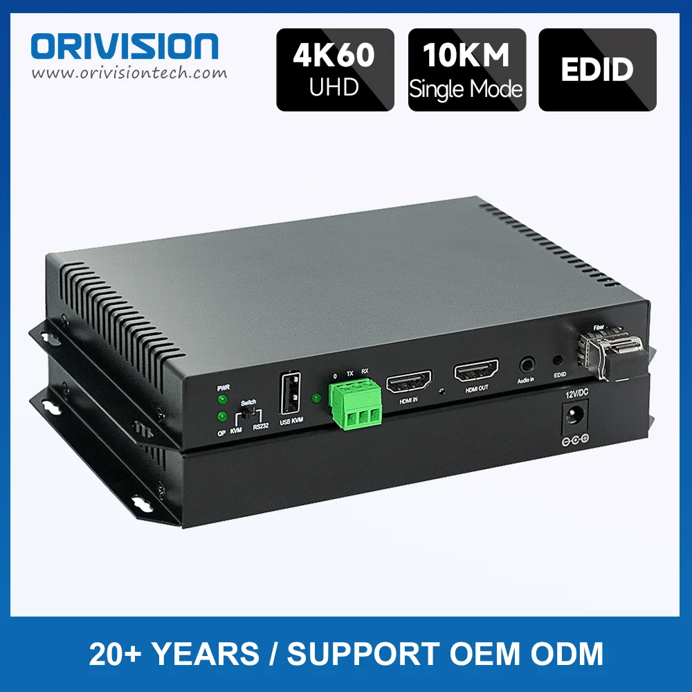 

4K60 Uncompressed HDMI to Fiber Optic Converter 10KM HDMI KVM Optical Fiber Extender over LC Fiber Optic