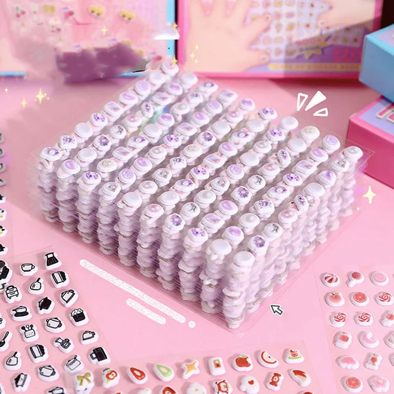 

10pcs Cartoon Bubble Stickers - 3D Handmade Decorative Decals, Perfect for Journaling, Guca Art, Phone Cases & Creative Dioramas