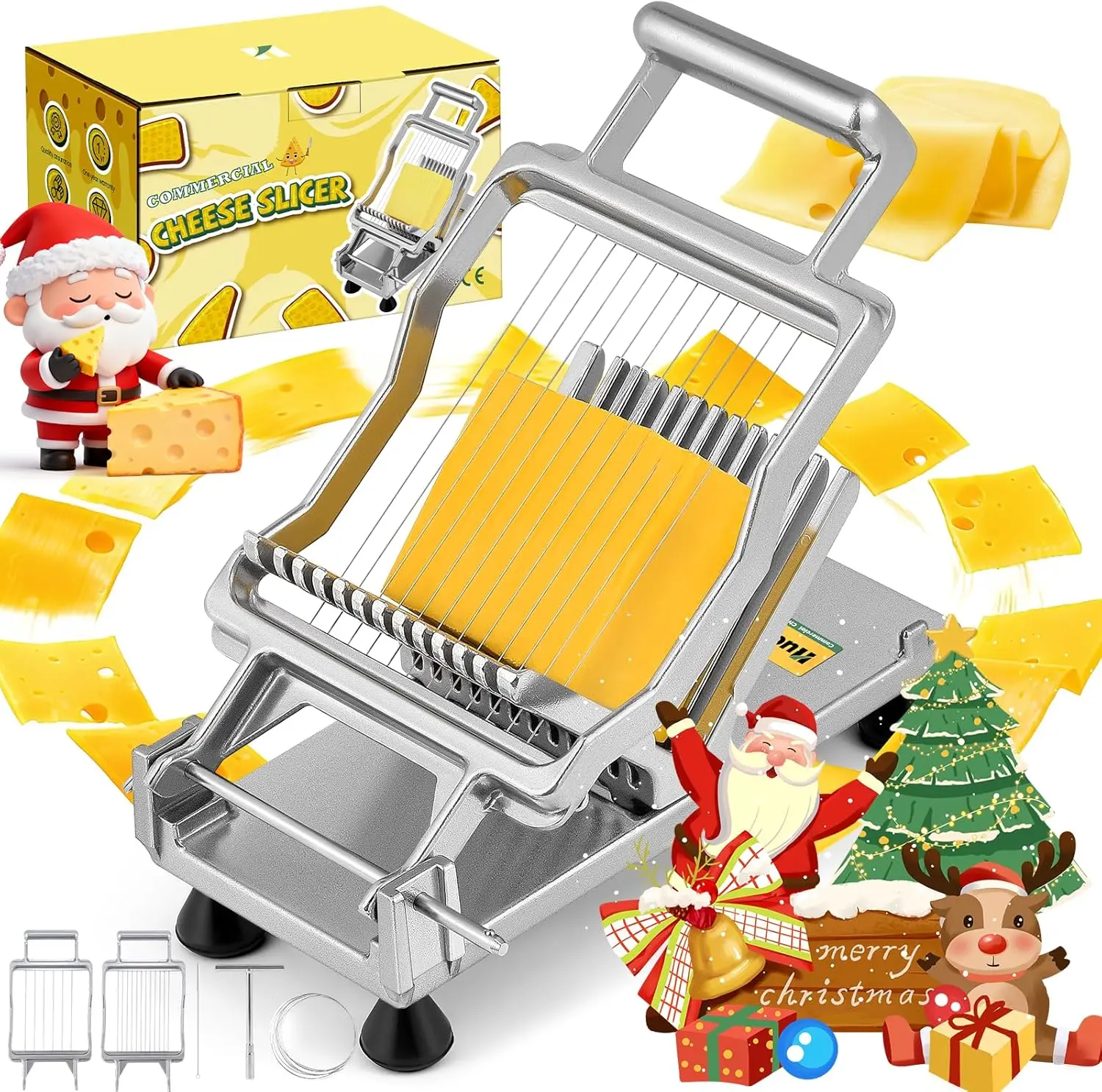 Stainless Steel Cheese Slicer with Replaceable Blades for Home and Restaurant Kitchen Use