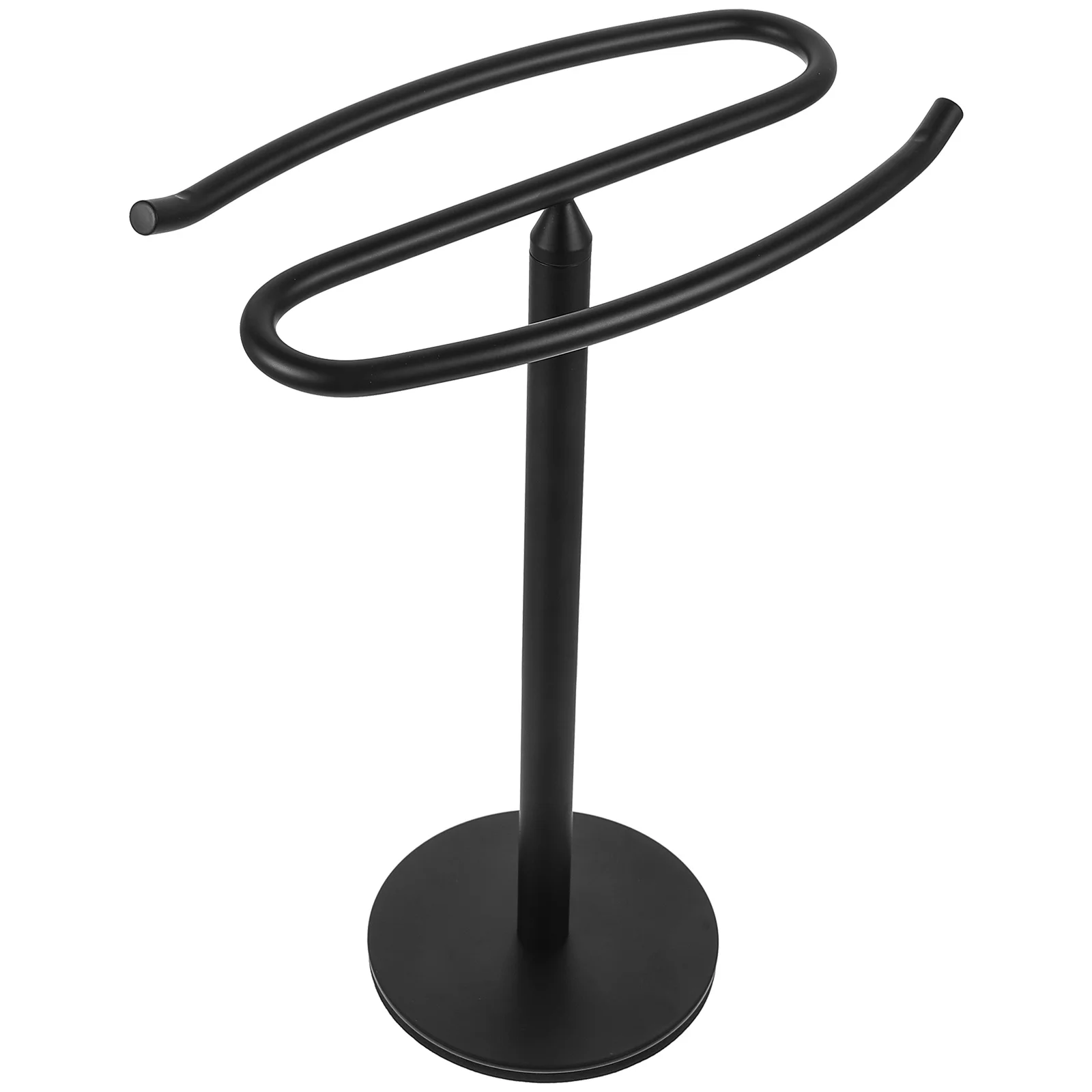 

Black Stainless Steel Towel Holder Vertical Rack Stand for Bathroom Kitchen Home Use Self Standing Countertop Multiple Towel