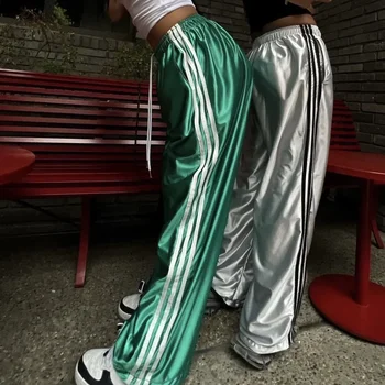 女性用ストライプスウェットパンツ,韓国スタイル,ワイドレッグジョガー,クラシックなストリートウェア,女性用スポーツパンツ,オールマッチ,y2k