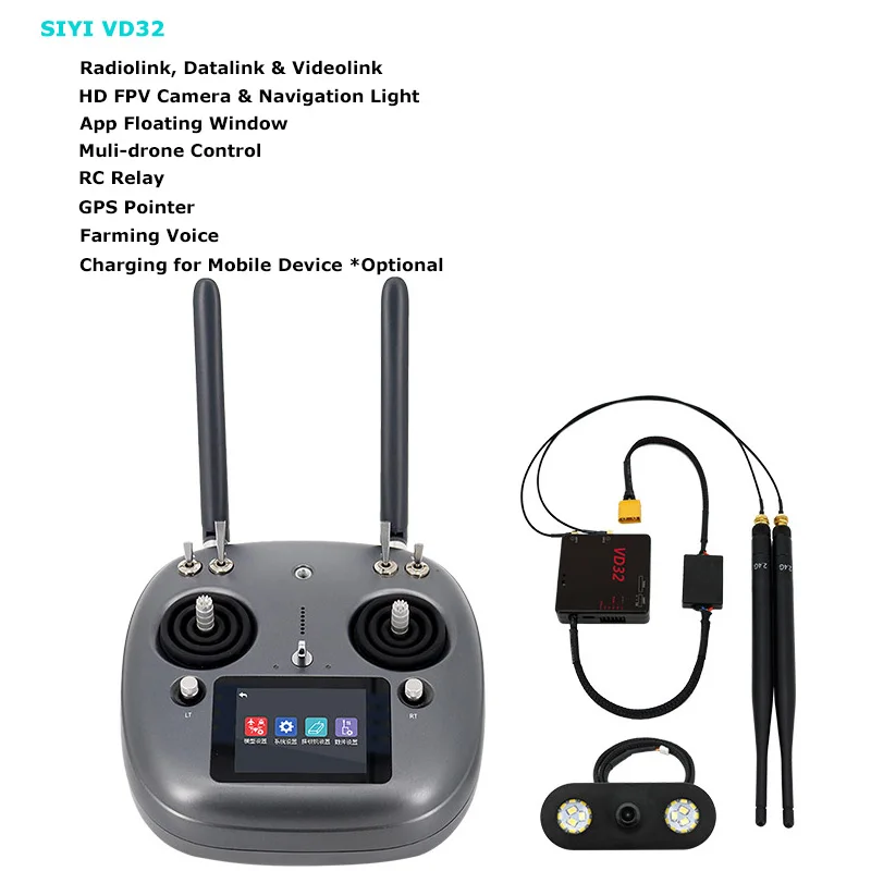 SIYI VD32 Agriculture FPV Remote Controller with Bluetooth Datalink Touchscreen IP67 Camera for Spraying Drone 16CH 2.4G 5KM FCC