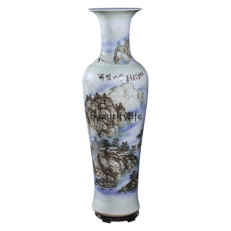 Jingdezhen Ceramic Floor Vase Hand-Painted Chinese Living Room Villa Decoration