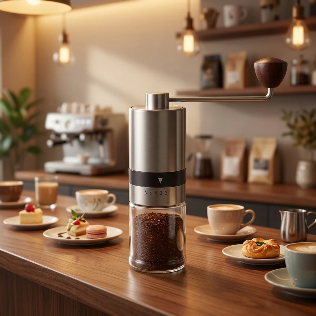 Barista Manual Hand Coffee Grinder with Stainless Steel Conical Adjustable Burr Coffee Mill