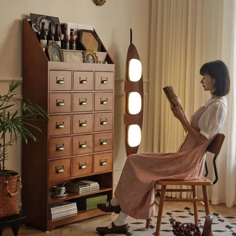 

Medieval style living room bookcase multi-drawer decorative locker American retro magazine record chest