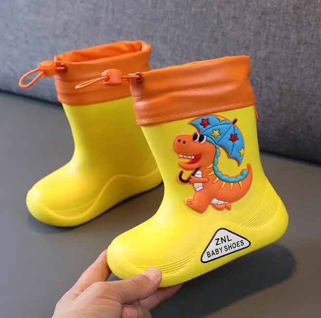 

Removable Plush Rain Boots Boys Girls Toddler Waterproof Children Shoes Lightweight Warm Kids EVA Water Shoes for Four Seasons