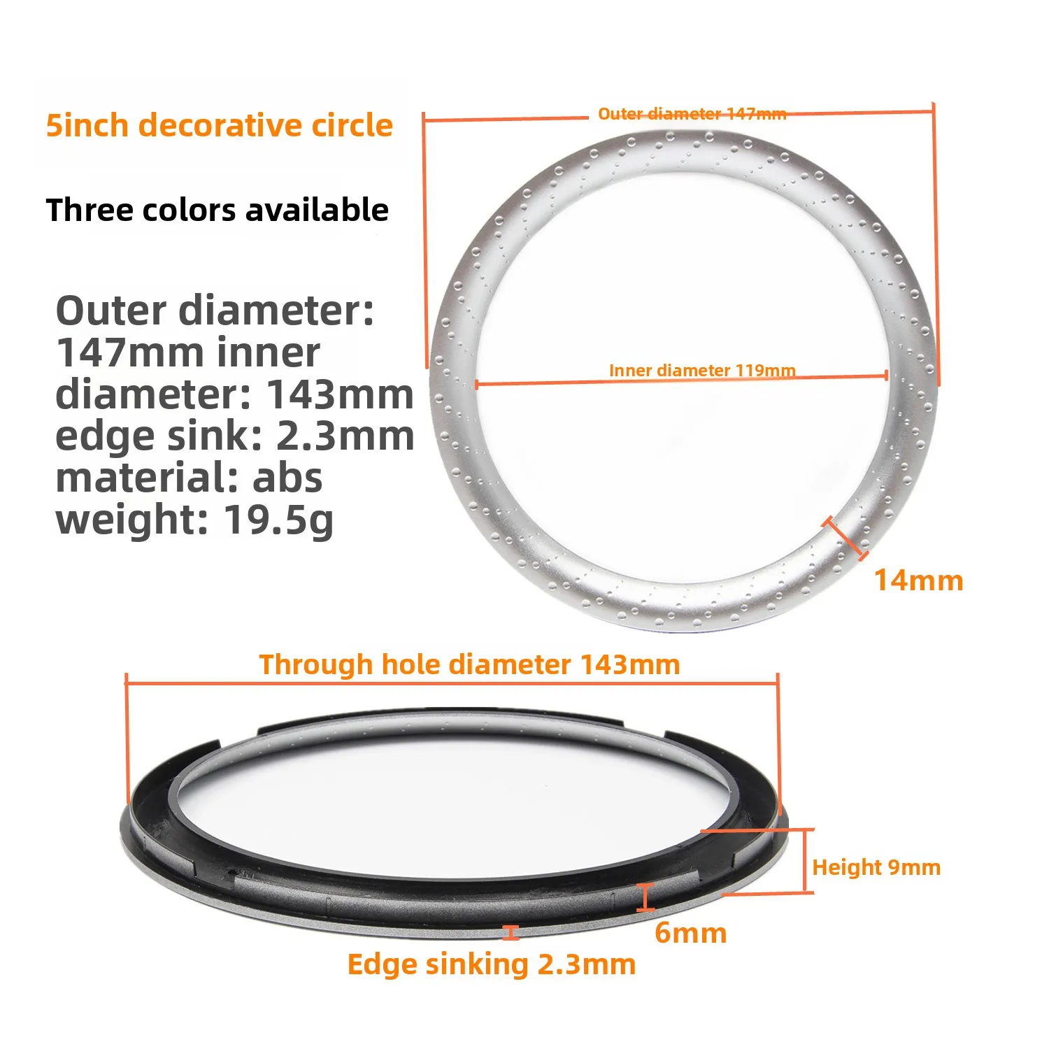 VYOPBC 4PCS Luidspreker Bezel Trim Ring Gestippeld 3" 4" 5" 6" Tweeter Woofer Rooster