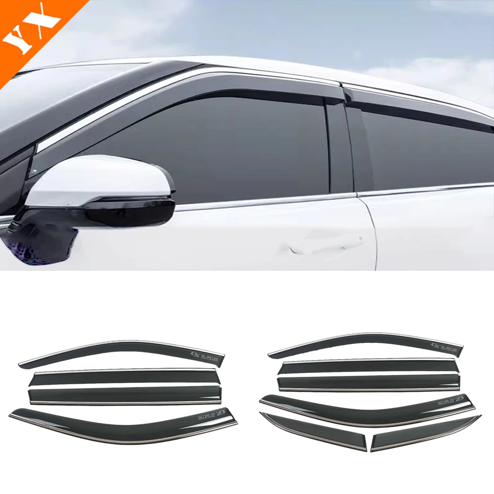 

For Changan CS35 PLUS 2023-2025 Chrome Trim Car Window Sunshade And Rain Cover Protector Cover Garnish Auto Window Rain Eyebrow