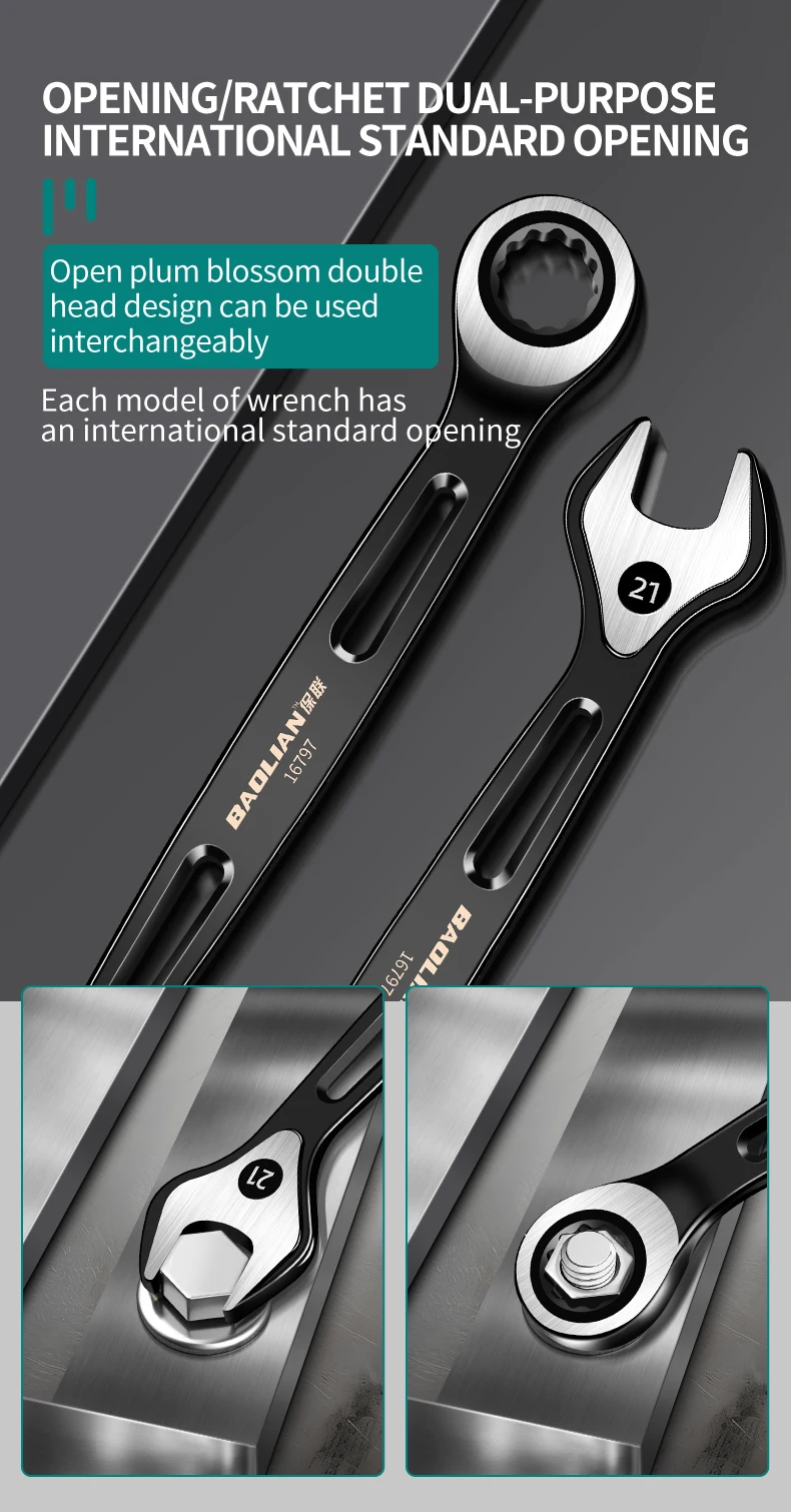 6mm-22mm Ring-maulschlüssel Dual-zweck Schlüssel arbeitssparende Anti Slip Metric Universal Spanner Für Auto reparatur Hand Werkzeug – Detail 9
