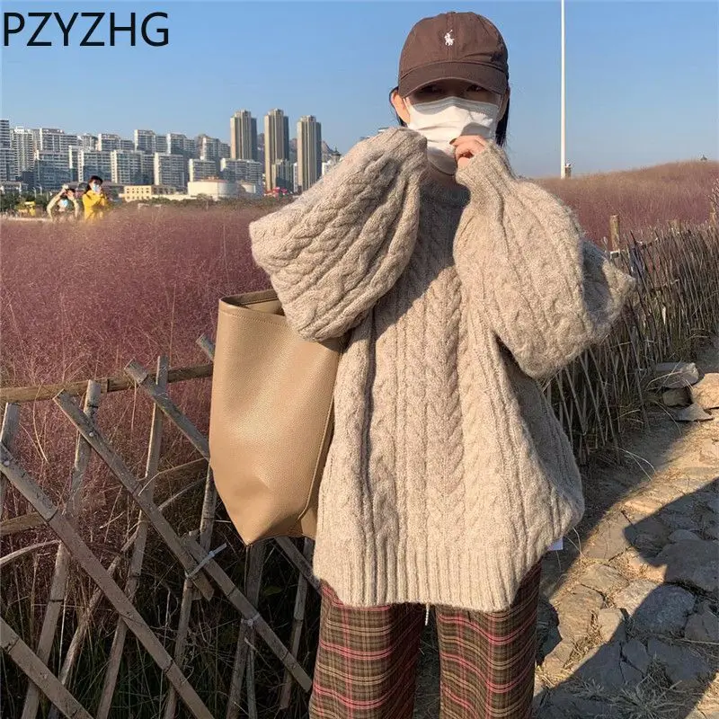 Women 2023 New Winter Sweater Plus Size Lazy Wind Soft Glutinous Twist To Keep Warm Korean Version of Loose Sweater Tide