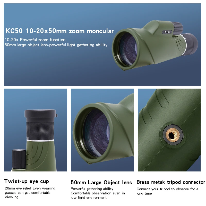 Imagem -03 - Scokc-powerful Zoom Monocular Telescope Bak4 Prisma Produtos de Caça Impermeáveis para Camping 1020x50