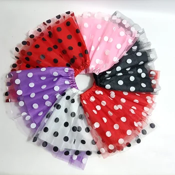 Girls Polka Dot Tulle Tutu Skirt 3 Children's Girls Mesh TUTU Skirt Length 30cm with Lining Polka Dot Mesh Skirt for Dance Party Dress Up 3