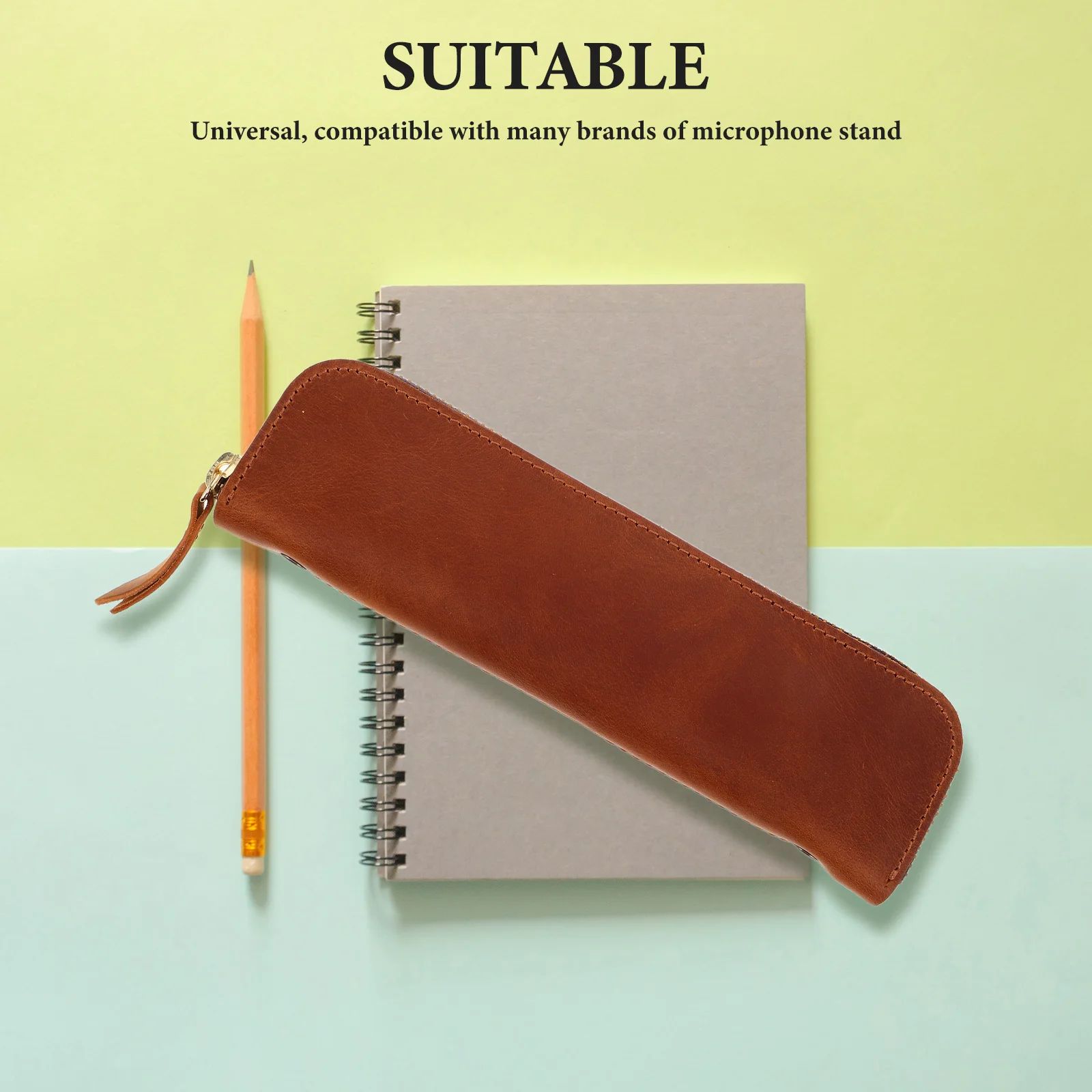 

Sturdy Cowhide Pencil Case Small Compact Pen Bag for Men Women Students Protective Stationery Organizer Brown Adult