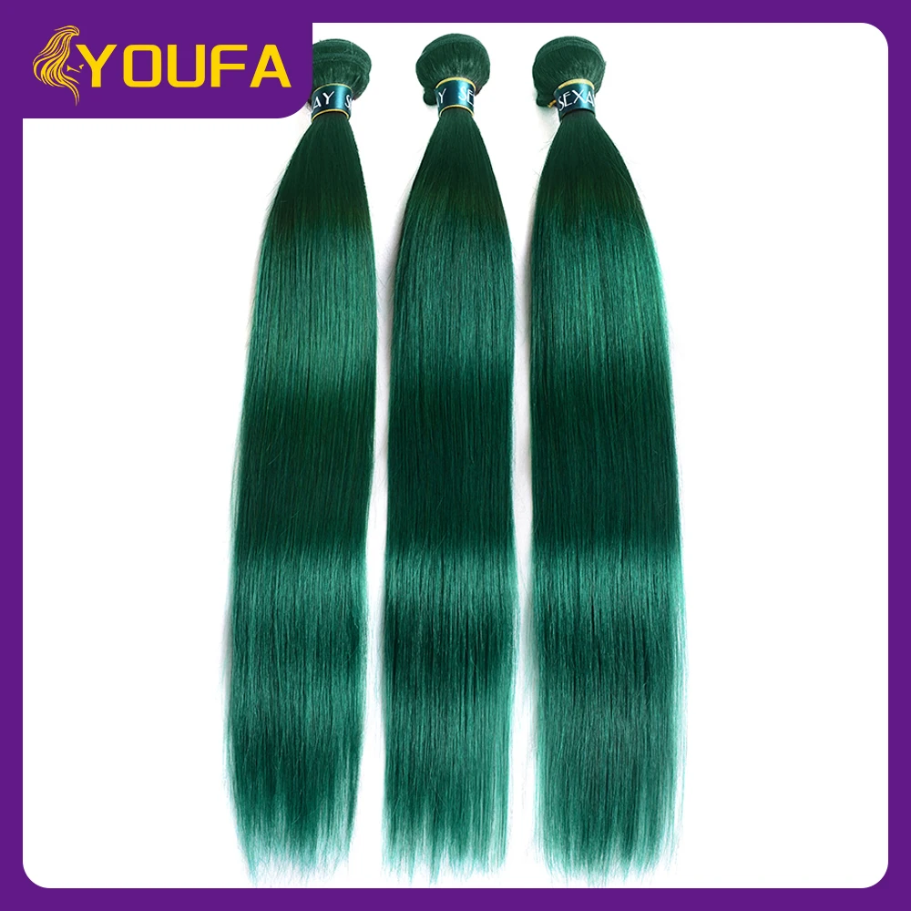 Light Pink Straight Human Hair Bundles One Bundle 100% Brazilian Human Hair Weave Pre Colored Grey Blue Purple Green Human Hair