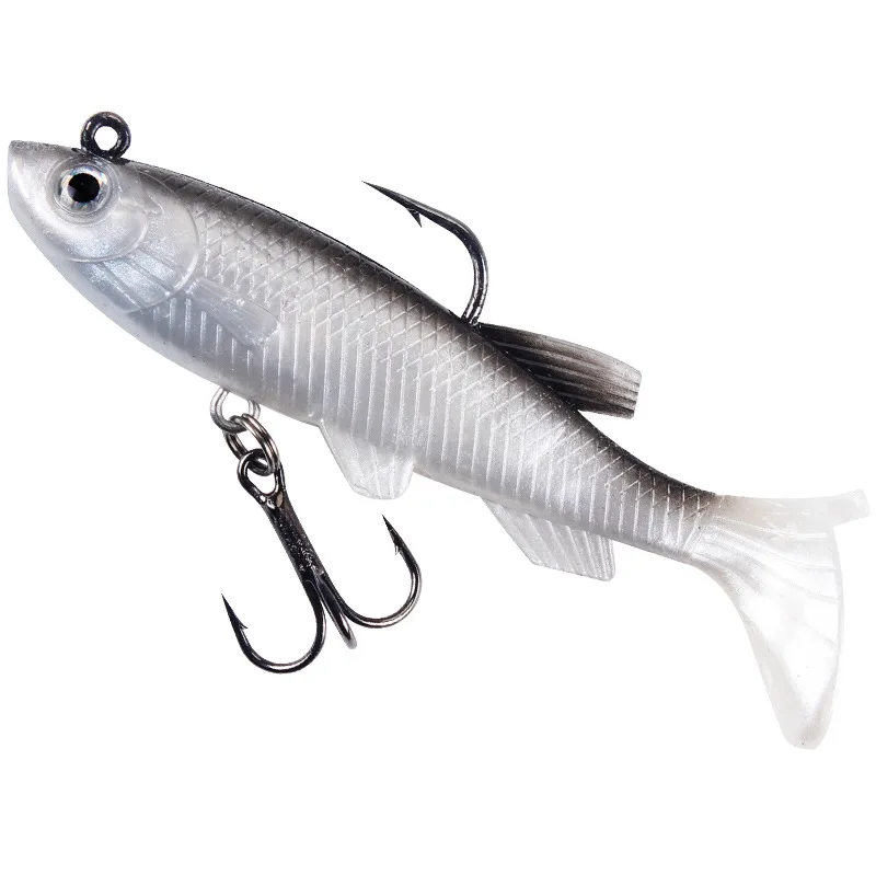 8.5cm/13g Road Sub Simulation Small White Stripe Soft Bait Black Backed Submerged Lead Fish Backfin Three Hook