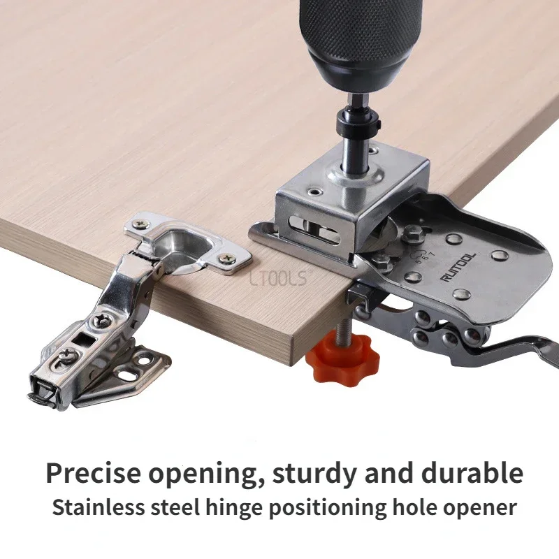 35mm Hinge Hole Locator Stainless Steel Adjustable Edge Distance Quick Clip Woodworking Clothe Cabinet Door Punch Auxiliary Tool