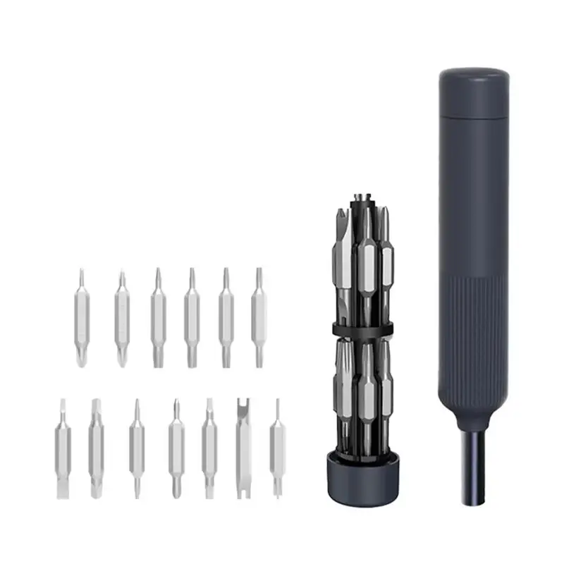 AS94-Manual 27 In 1 Screwdriver Set Magnetic Bits Pen Style Repair Tools Kit For Eyeglasses Watch PC Jewelers Laptop