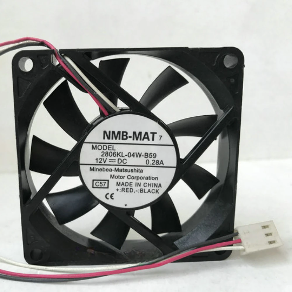 

NMB 2806KL-04W-B59 Server Fan NMB-MAT Silent Chassis Computer Radiator CPU Inverter Cooling Fan 0.28A DC12V 7CM 7015 New 3-Wire